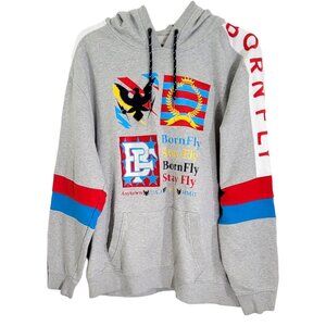 Born Fly Womens Gray Pullover Hoodie Streetwear Sweatshirt Long‎ Sleeve Size 3X